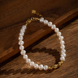 Bracelet Perle 38 cm Argent Plaqué Or pour Méditation - Biloria