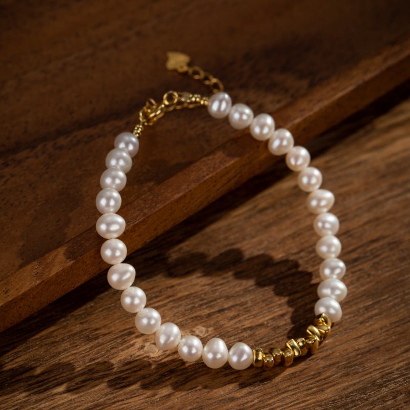 Bracelet Perle 38 cm Argent Plaqué Or pour Méditation - Biloria