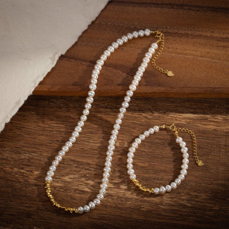 Bracelet Perle 38 cm Argent Plaqué Or pour Méditation - Biloria