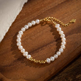 Bracelet Perle 38 cm Argent Plaqué Or pour Méditation - Biloria