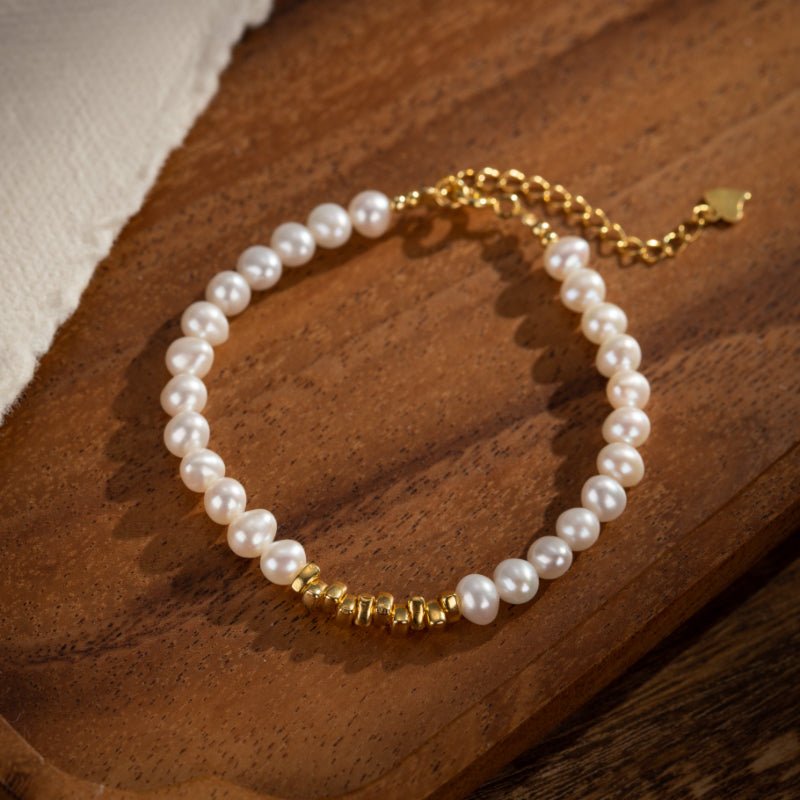 Bracelet Perle 38 cm Argent Plaqué Or pour Méditation - Biloria