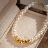 Bracelet Perle 38 cm Argent Plaqué Or pour Méditation - Biloria