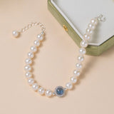 Bracelet Perle Aigue Marine Argent 925 Cadeau Harmonie - Biloria