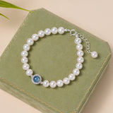 Bracelet Perle Aigue Marine Argent 925 Cadeau Harmonie - Biloria