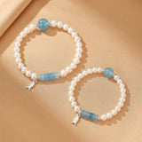 Bracelet Perle Aigue-marine Argent 925 Enfant Maman - Biloria