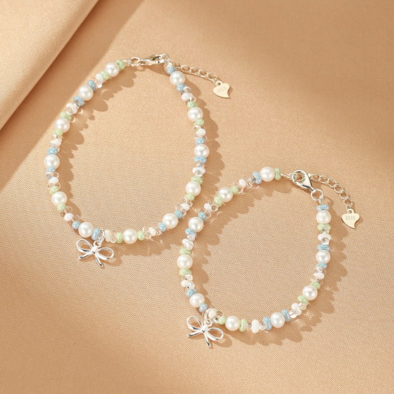 Bracelet Perle Cristal de Roche Céramique Danse des Ombres Argent - Biloria