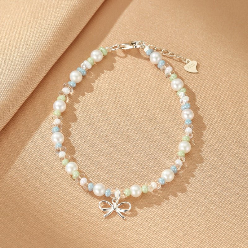 Bracelet Perle Cristal de Roche Céramique Danse des Ombres Argent - Biloria