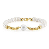 Bracelet Perle Homme Argent Plaqué Or 20,5 cm Cadeau - Biloria