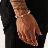 Bracelet Perle Homme Argent Plaqué Or 20,5 cm Cadeau - Biloria