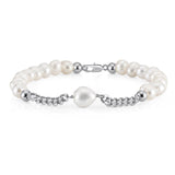 Bracelet Perle Homme Argent Plaqué Or 20,5 cm Cadeau - Biloria