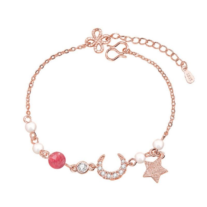 Bracelet Perle Lune Étoile – Lune Rose - Biloria