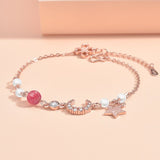 Bracelet Perle Lune Étoile – Lune Rose - Biloria