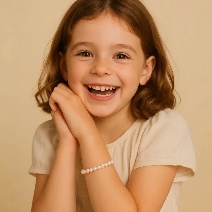Bracelet Perles d'Eau Douce avec Cœur Doré - Cadeau Mère Fille - Biloria