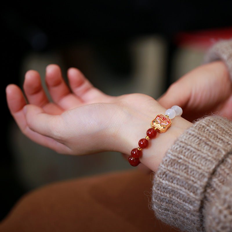 Bracelet Pi Xiu Agate Rouge et Blanche – Protection et Abondance - Biloria
