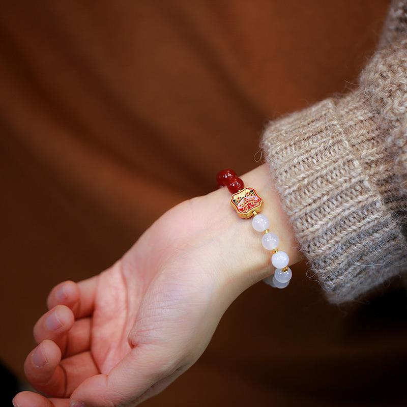 Bracelet Pi Xiu Agate Rouge et Blanche – Protection et Abondance - Biloria
