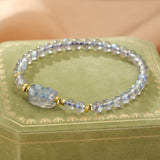 Bracelet Pi Xiu Pierre de Lune Labradorite Argent Plaqué Or - Biloria