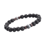 Bracelet Pierre de Lave et Hématite - Lave Lunaire 21 cm Élastique - Biloria