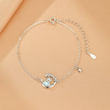 Bracelet Pierre de Lune Argent 925 avec Lune et Étoile, Cadeau Féminin - Biloria