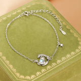 Bracelet Pierre de Lune Argent 925 avec Lune et Étoile, Cadeau Féminin - Biloria