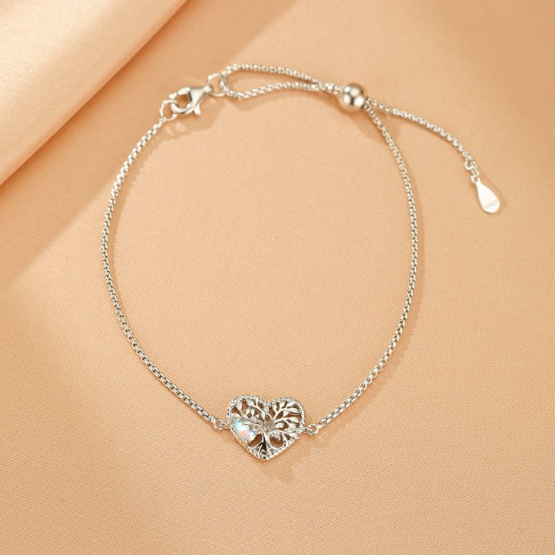 Bracelet Pierre de Lune Argent Arbre de Vie 22 cm - Biloria