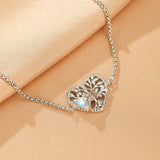 Bracelet Pierre de Lune Argent Arbre de Vie 22 cm - Biloria