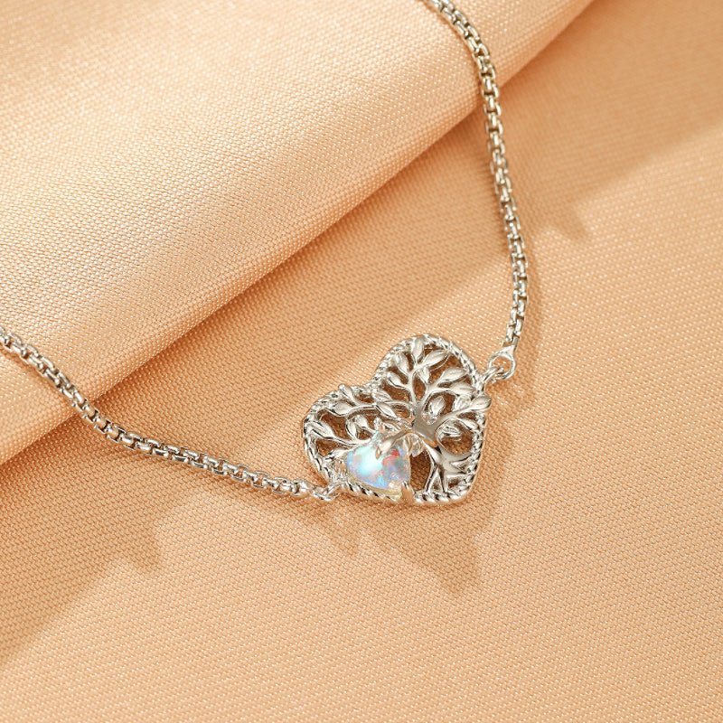 Bracelet Pierre de Lune Argent Arbre de Vie 22 cm - Biloria