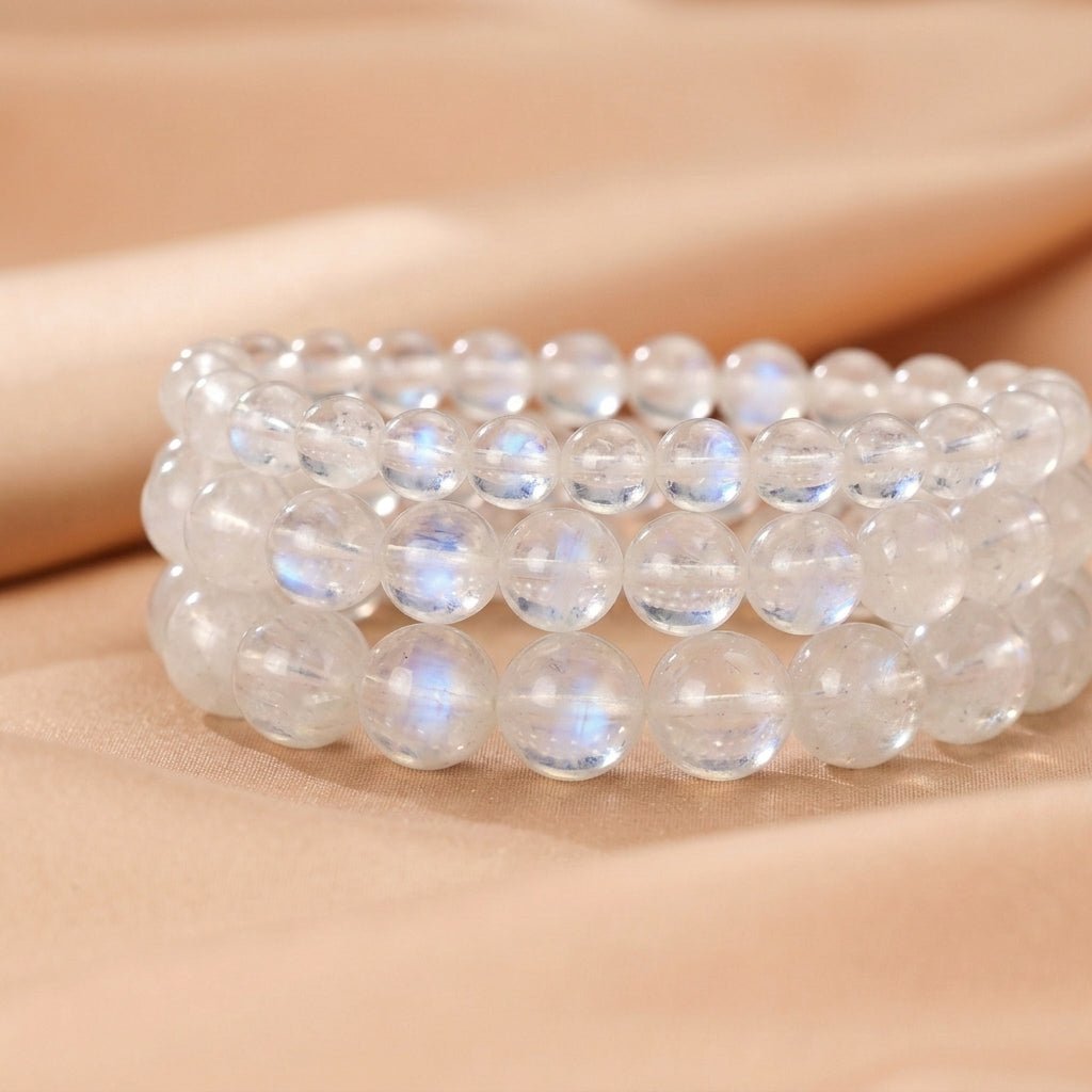 Bracelet Pierre de Lune Bleue Océan – Intuition et Féminité - Biloria
