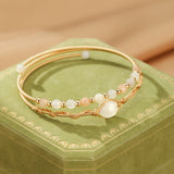 Bracelet Pierre de Lune et Perle – Plaqué Or 14K - Biloria