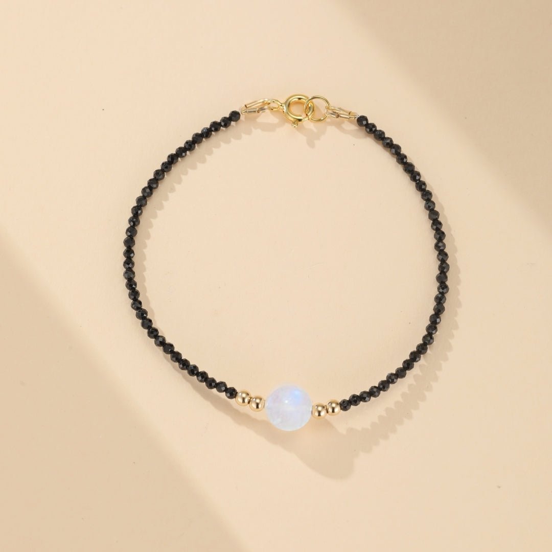 Bracelet Pierre de Lune et Spinelle – Lumière Intérieure, Plaqué Or - Biloria
