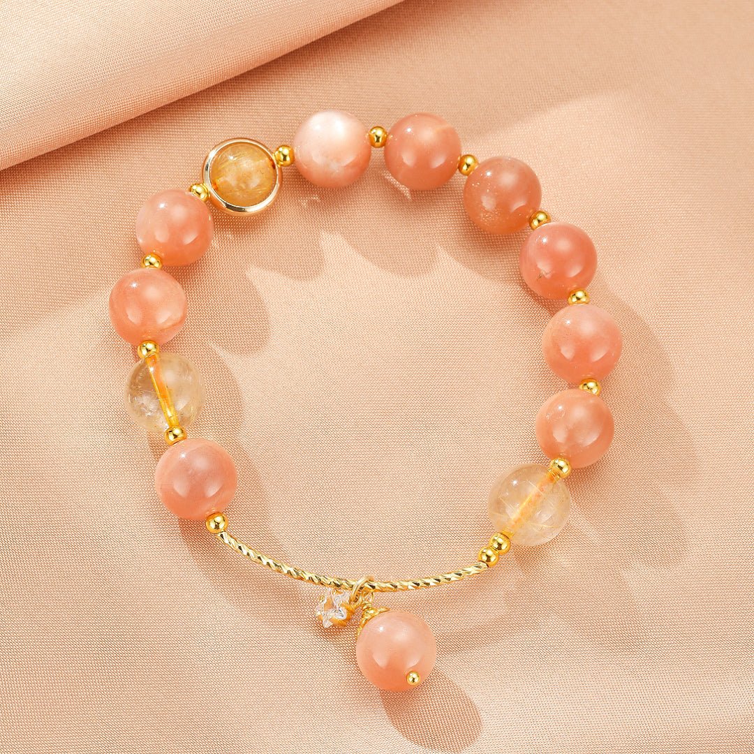 Bracelet Pierre de Soleil et Perle avec breloque étoile - Biloria