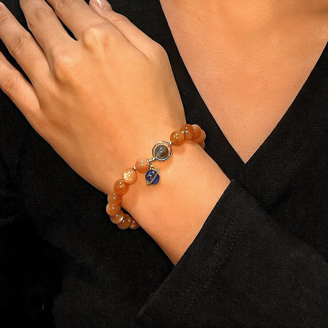 Bracelet Pierre de Soleil et Pierre de Lune – Bijou Énergétique Cosmos - Biloria