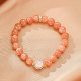 Bracelet Pierre de Soleil, Quartz Rose et Nacre – Douceur Lumineuse - Biloria