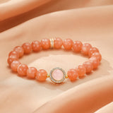 Bracelet Pierre de Soleil, Quartz Rose et Nacre – Douceur Lumineuse - Biloria