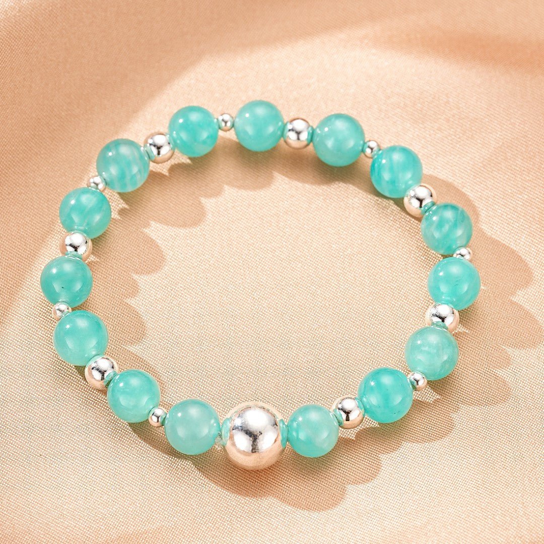 Bracelet pierre naturelle Amazonite Argent massif fait main - Biloria