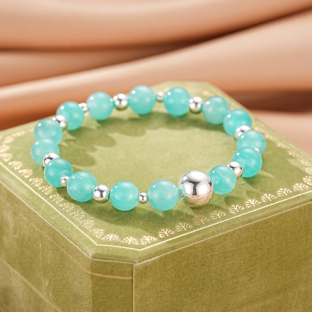 Bracelet pierre naturelle Amazonite Argent massif fait main - Biloria