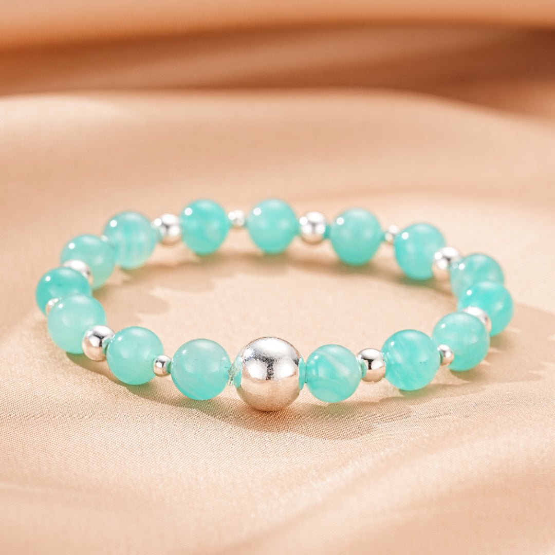 Bracelet pierre naturelle Amazonite Argent massif fait main - Biloria