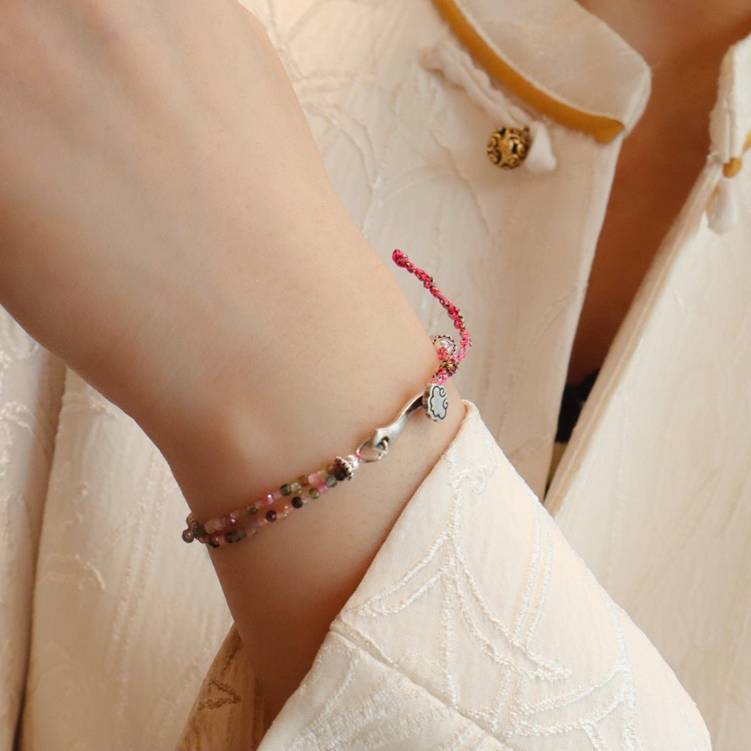 Bracelet pierre naturelle Amazonite ou Tourmaline - Argent ajustable - Biloria