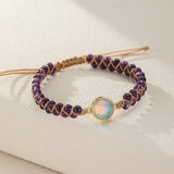 Bracelet Pierre Naturelle Améthyste Opale Laiton Ajustable - Biloria