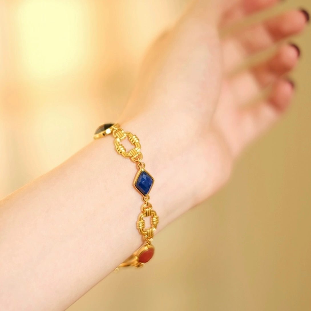Bracelet Pierre Naturelle Promesse Argent Plaqué Or - Biloria