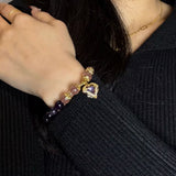 Bracelet pierres Améthyste et Quartz Fraise pour nouveau départ - Biloria
