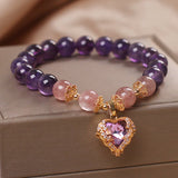 Bracelet pierres Améthyste et Quartz Fraise pour nouveau départ - Biloria