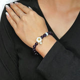 Bracelet pierres naturelles Améthyste Jade Perle Fleur Sérénité - Biloria