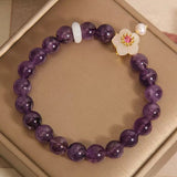 Bracelet pierres naturelles Améthyste Jade Perle Fleur Sérénité - Biloria
