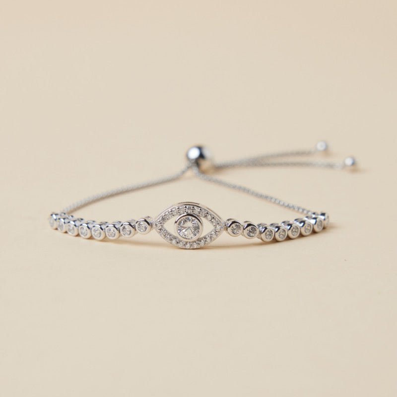 Bracelet Protecteur Mauvais Œil Argent Zircon - Biloria