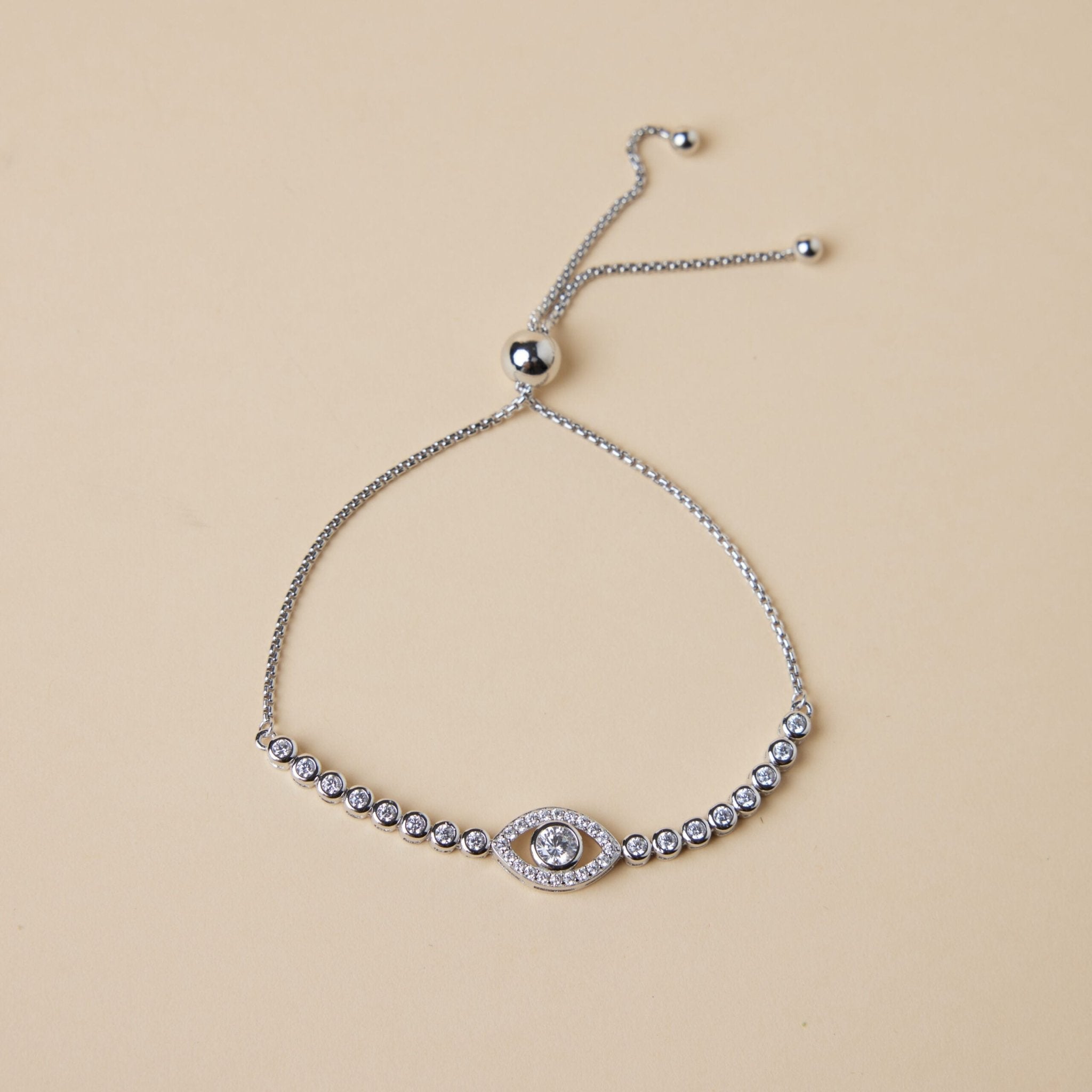 Bracelet Protecteur Mauvais Œil Argent Zircon - Biloria