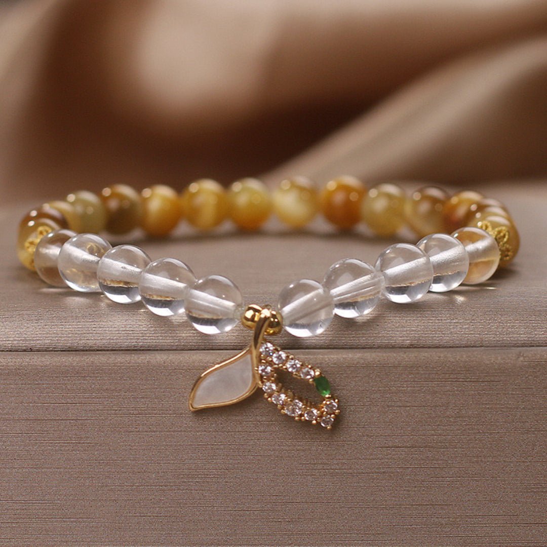 Bracelet Quartz Clair Œil de Tigre Queue Sirène Fait Main - Biloria