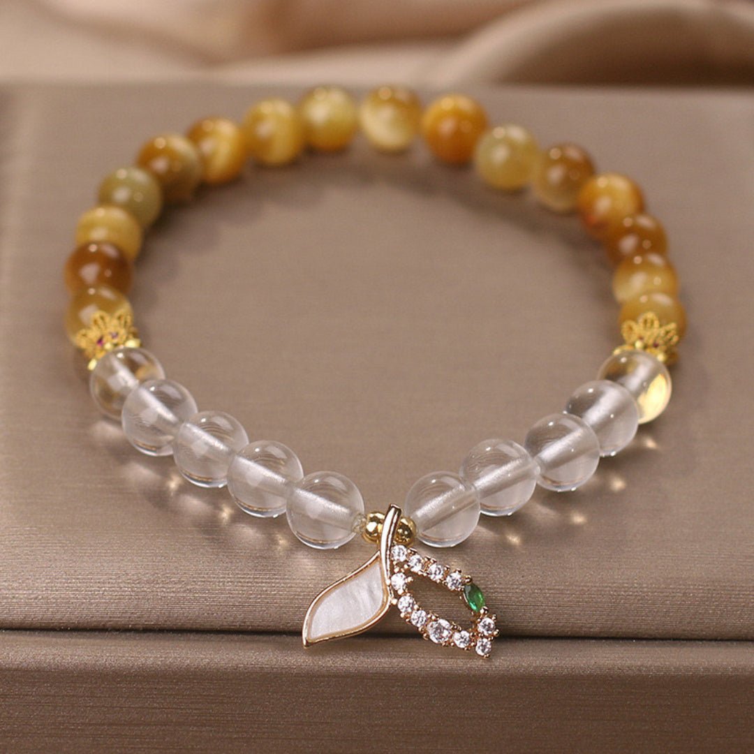 Bracelet Quartz Clair Œil de Tigre Queue Sirène Fait Main - Biloria