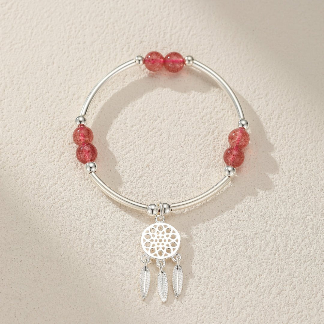 Bracelet Quartz Fraise Attrape-Rêves Enfant – Argent 925 - Biloria