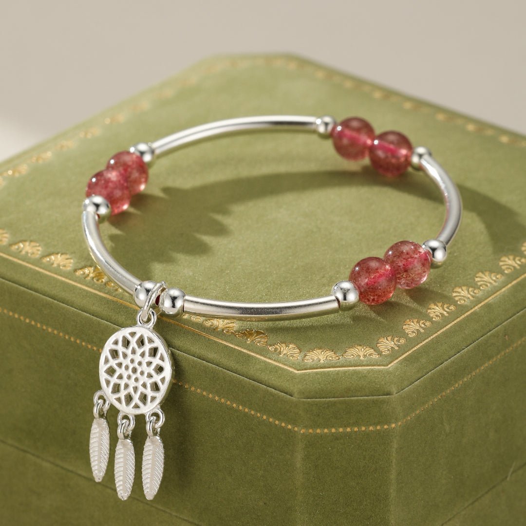 Bracelet Quartz Fraise Attrape-Rêves Enfant – Argent 925 - Biloria