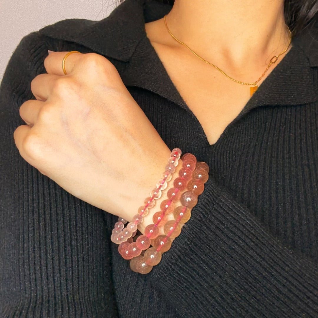 Bracelet Quartz Fraise - Douceur et Éclat Naturel - Biloria